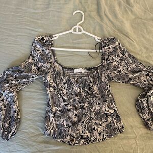ASTR Floral Black and White Women's Top